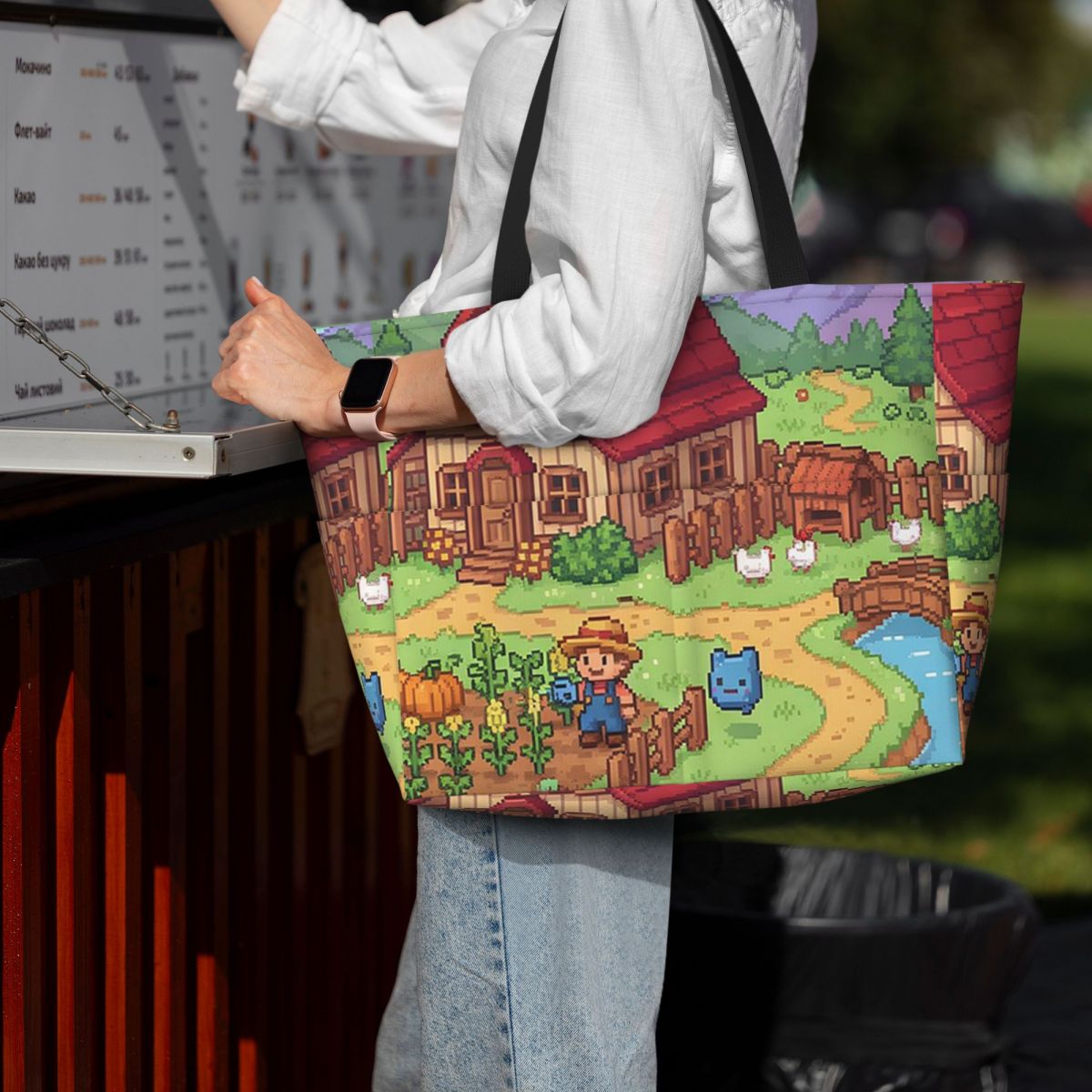 Yoga Fitness Video - Borsa tote da spiaggia Stardew Valley