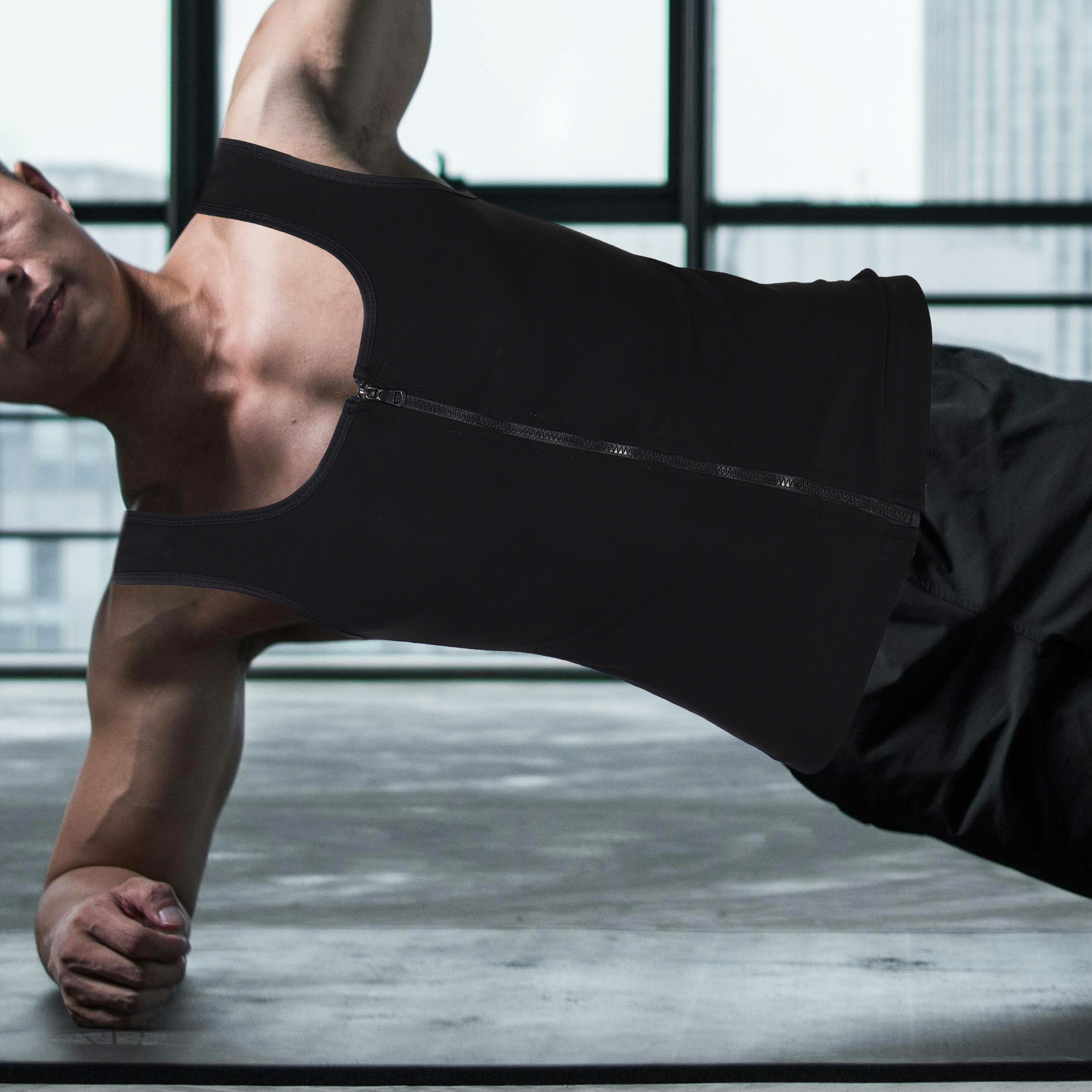 Yoga Fitness Up - Canotta da allenamento con cerniera, gilet