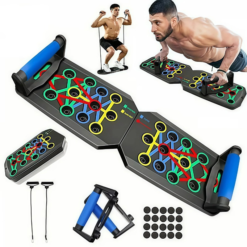 Push Up Board - Tavola pieghevole per flessioni con bande