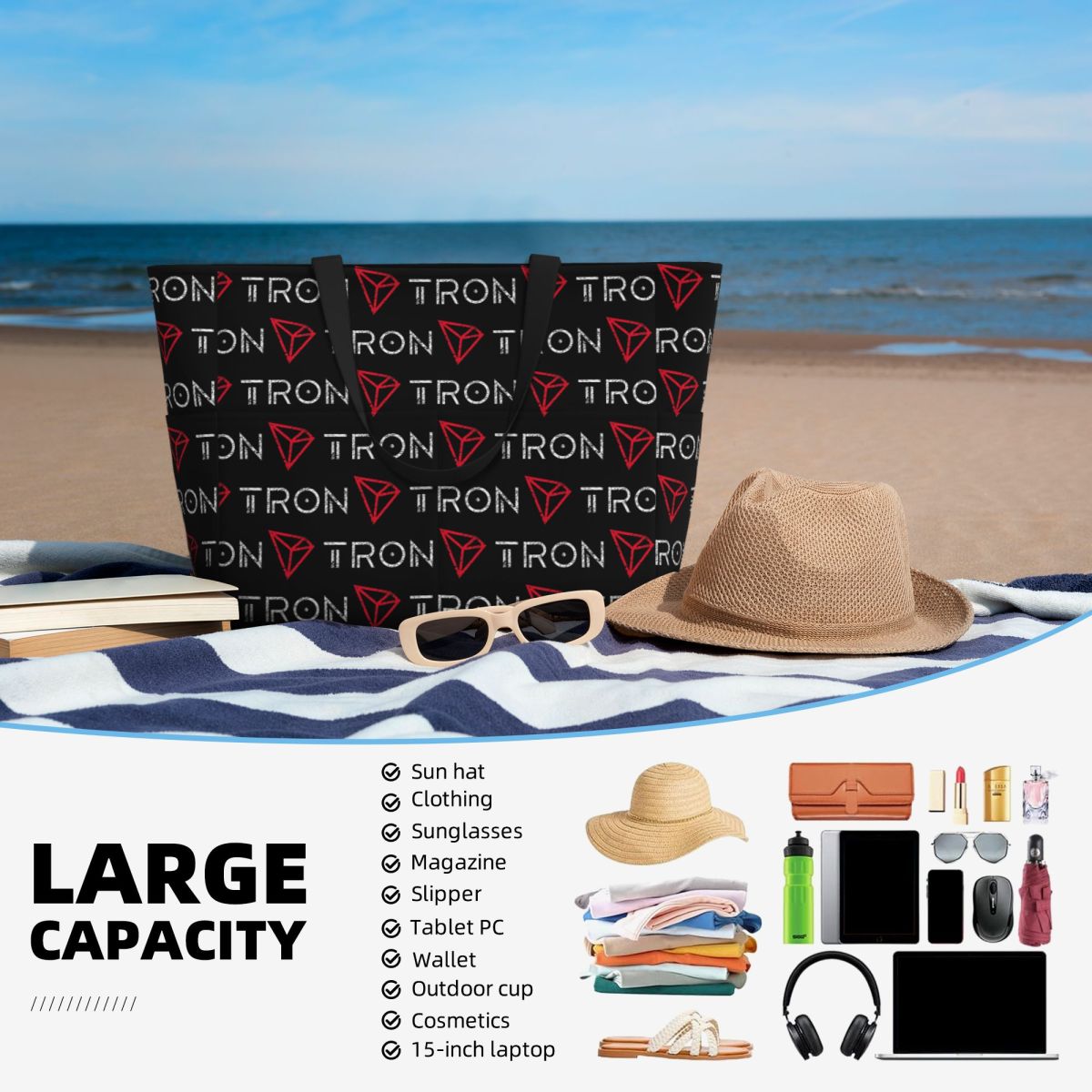 Borsa tote da spiaggia con log - Yoga Fitness Trx recensione e prezzo