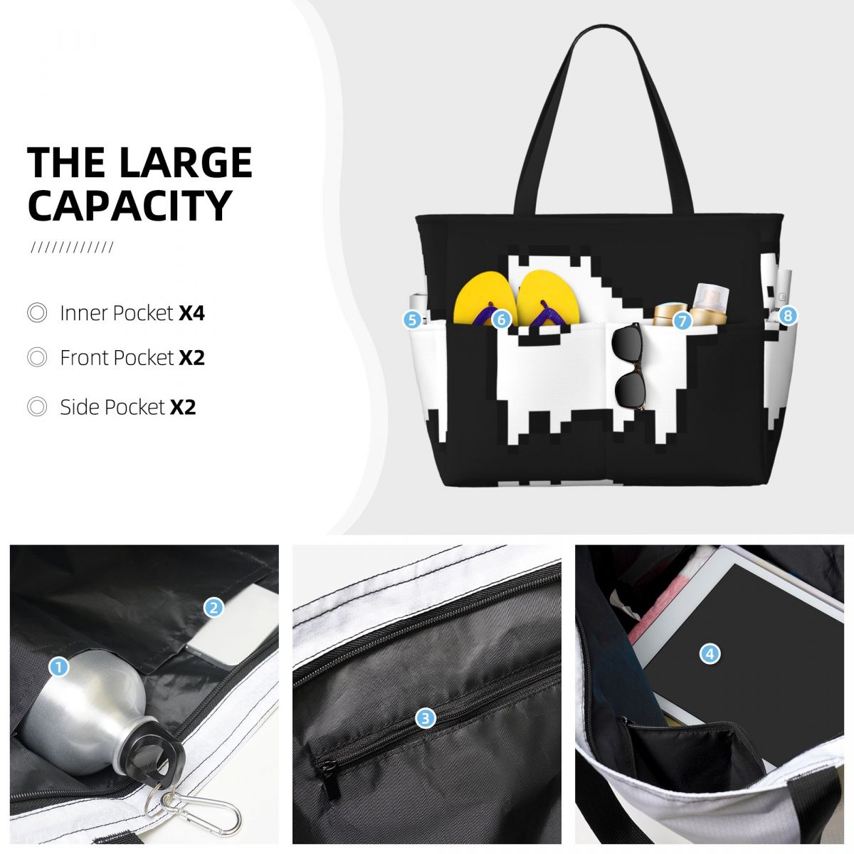 Borsa tote grande da spiaggia, - Yoga Fitness Video recensione e prezzo