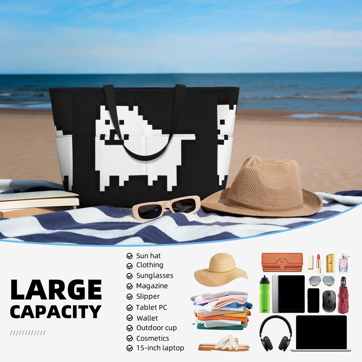 Borsa tote grande da spiaggia, - Yoga Fitness Video recensione e prezzo